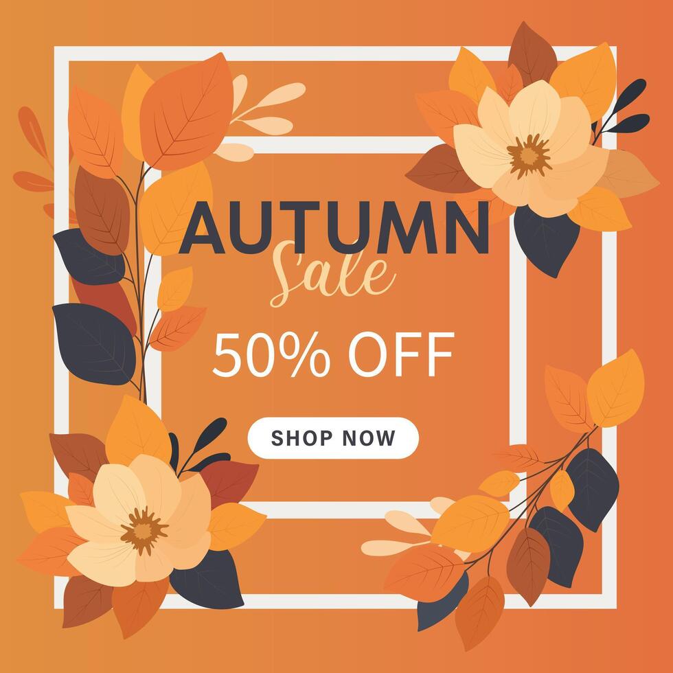 Abstract banner frame for autumn sale. vector
