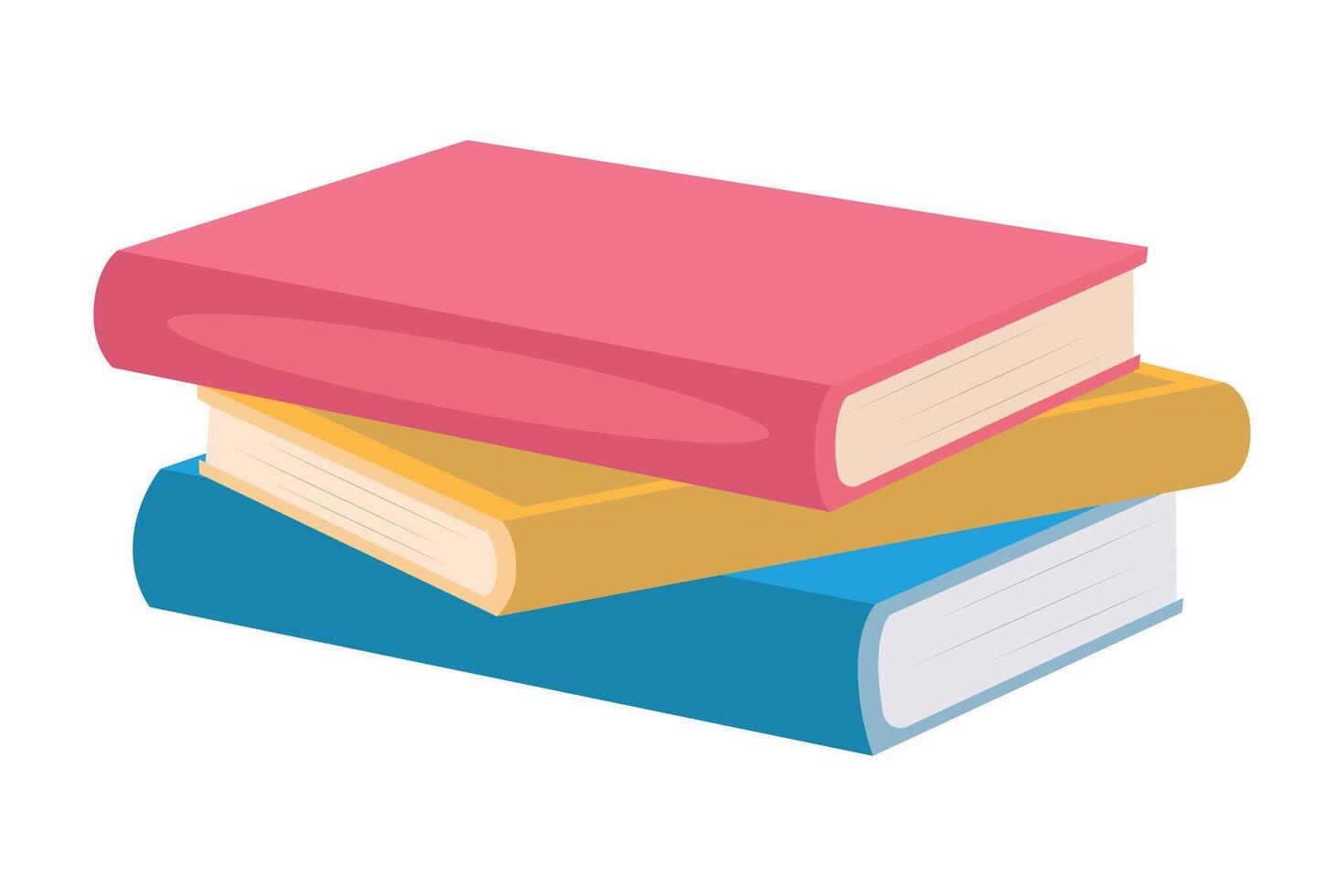 A stack of three books. Books of different colors stacked in a stack. vector