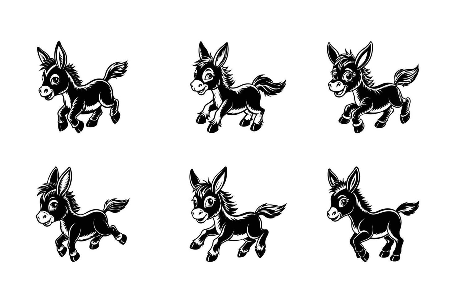 funny Donkey illustration set vector