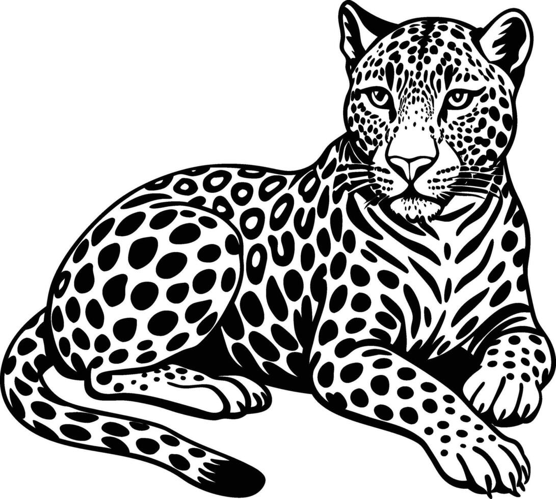 leopard lying silhouette vector
