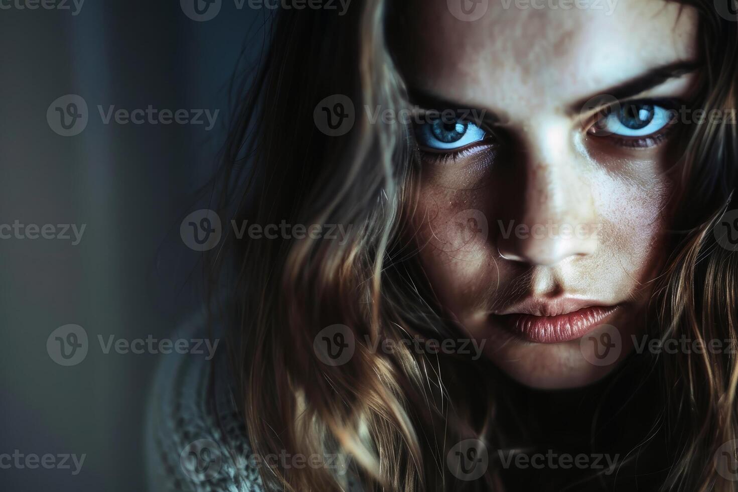 A dangerous and anrgy looking woman your mom warned you about. AI generate photo