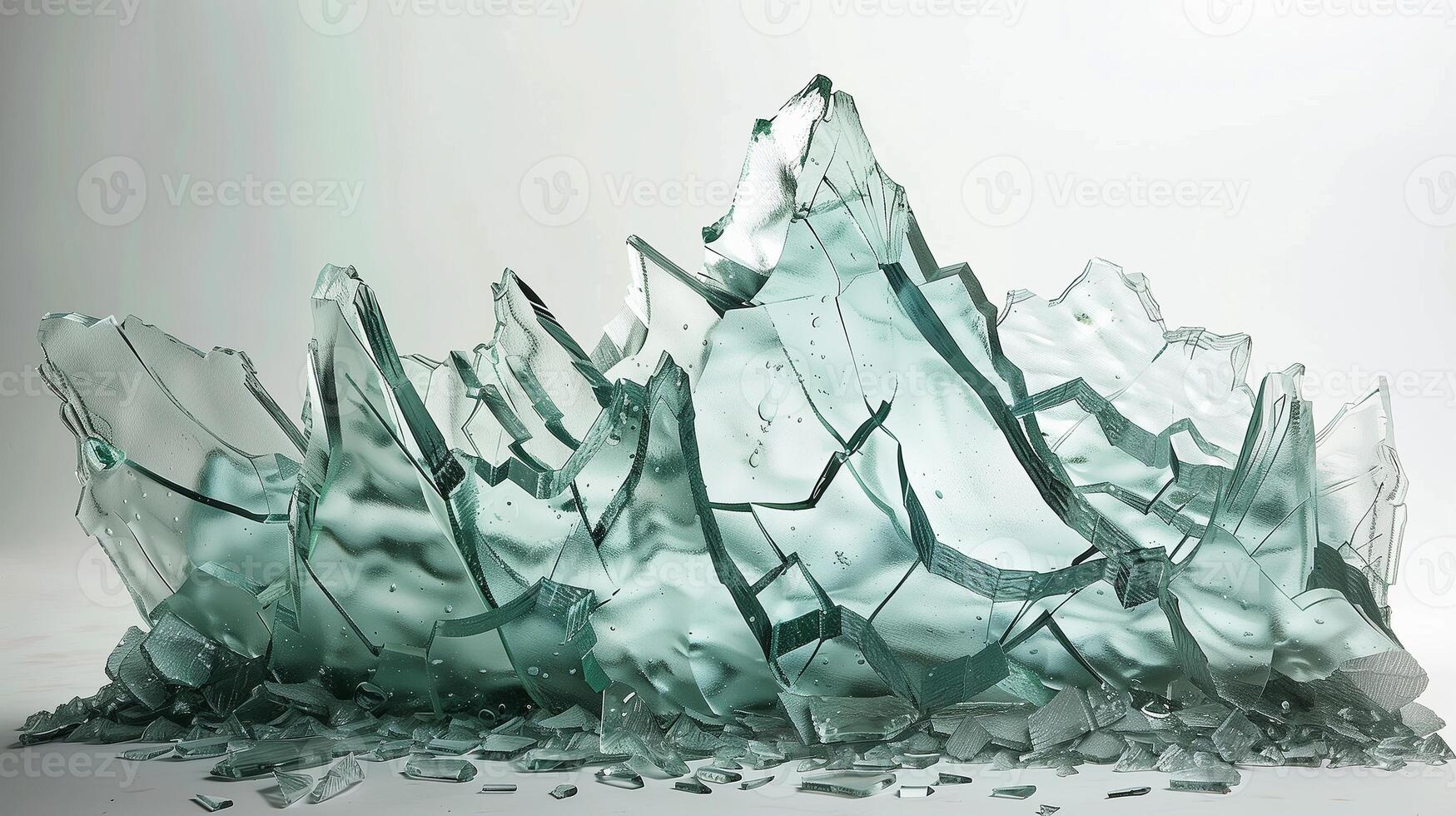 A shattered glass with cracks and fractures to create the mountain range. photo