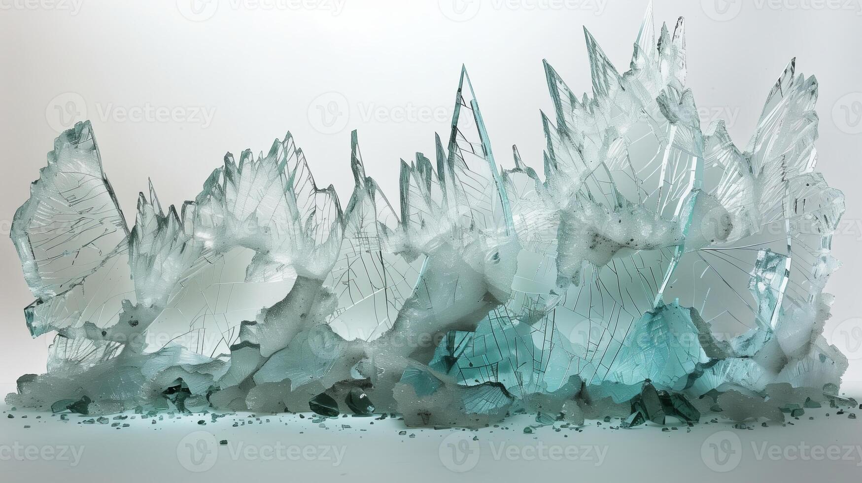 A shattered glass with cracks and fractures to create the mountain range. photo