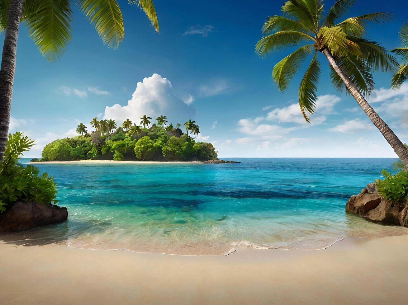 Tropical island in the ocean photo