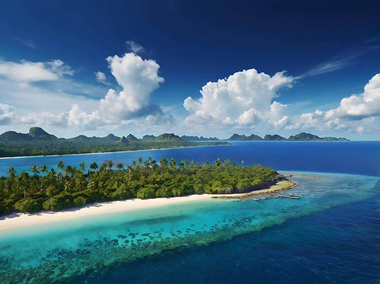 Tropical island in the ocean photo
