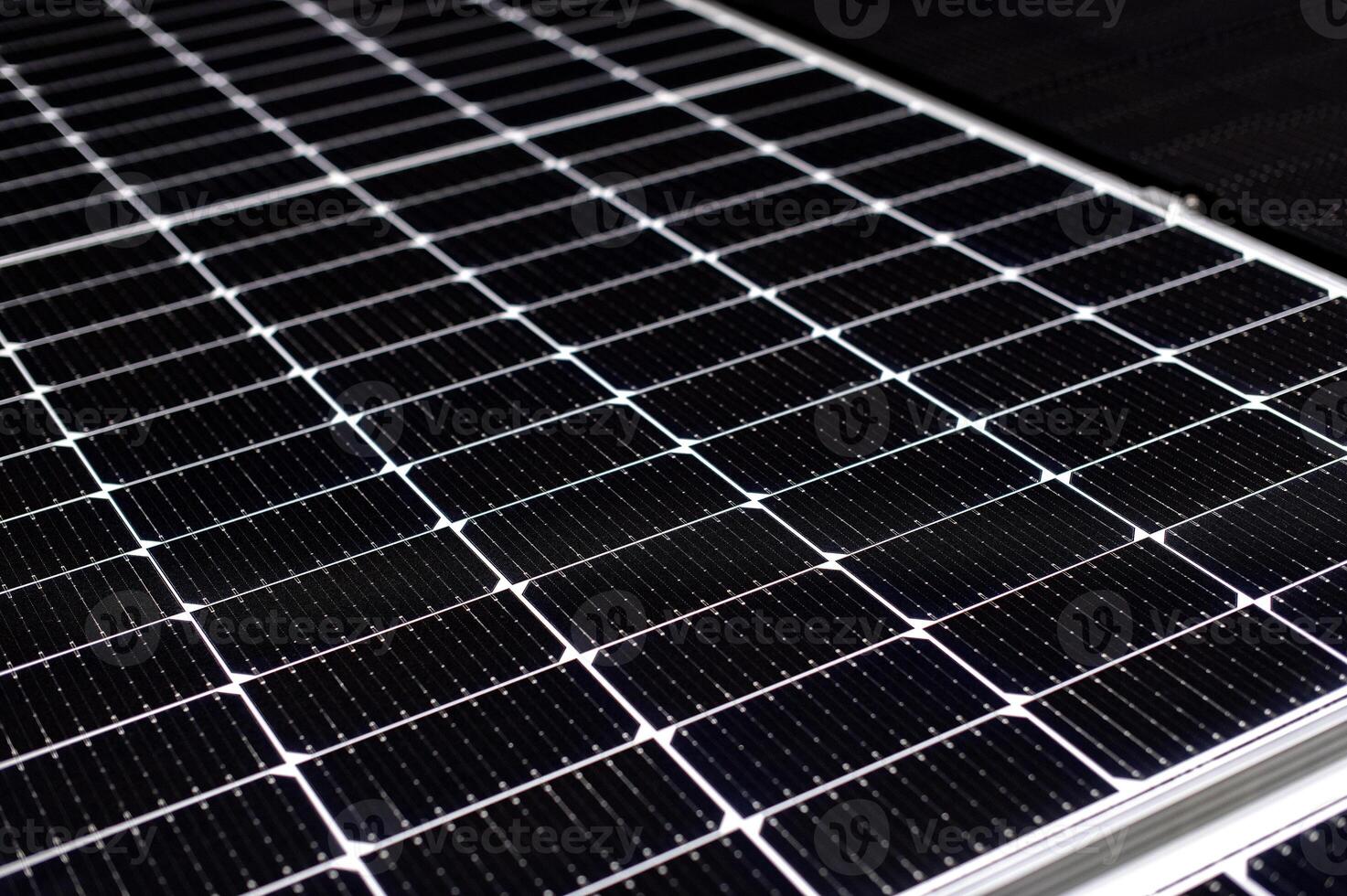 Closeup of black solar panel texture photo
