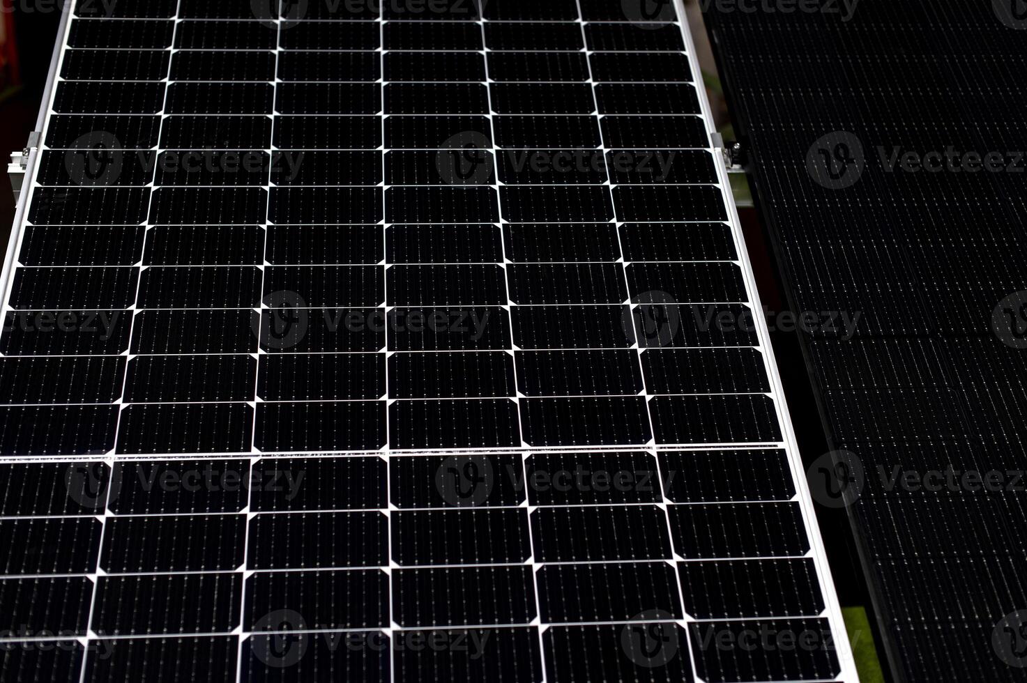 Closeup of black solar panel texture photo