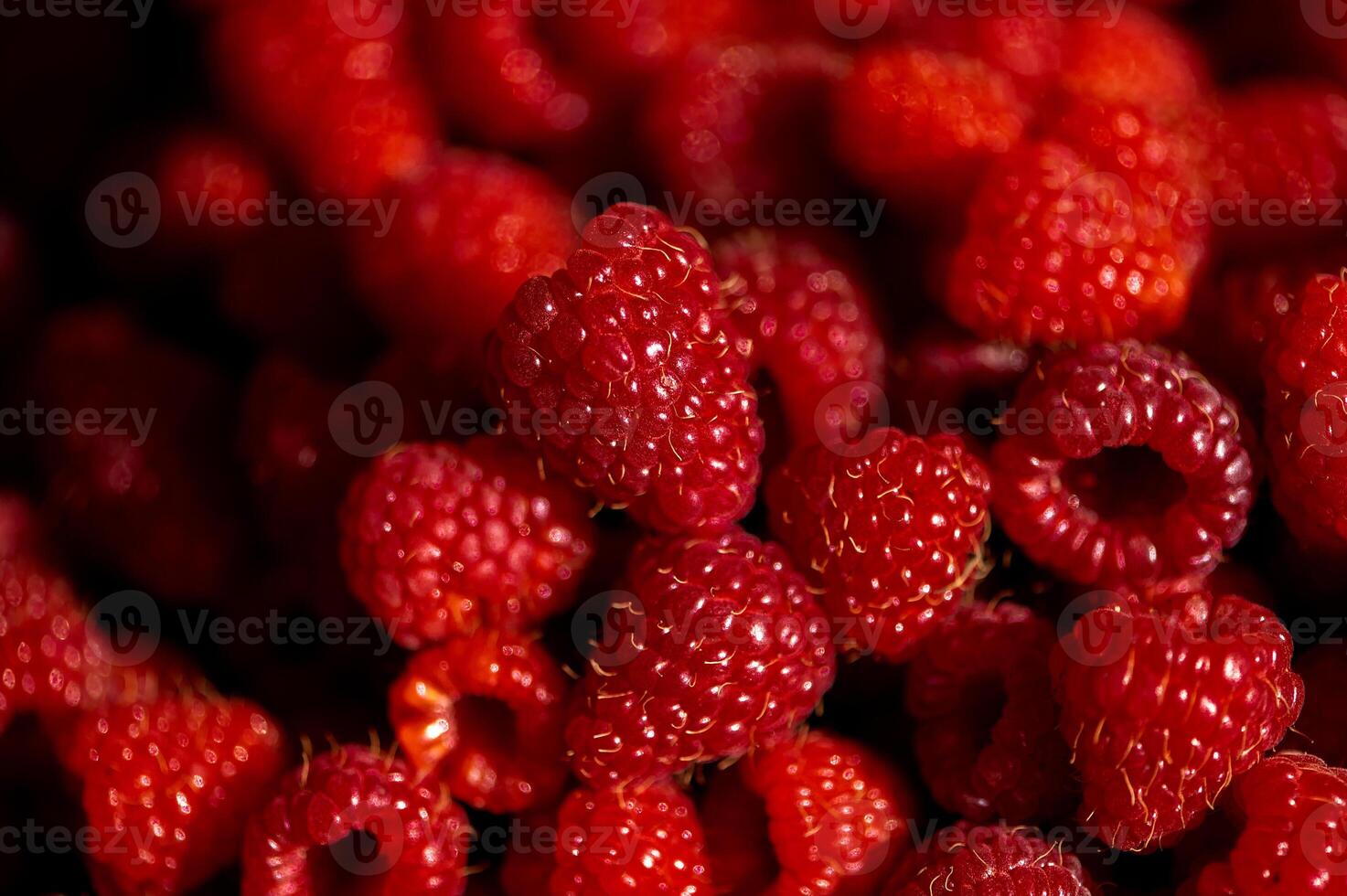 Fresh raspberries background. Healthy food organic nutrition. Top view from above photo