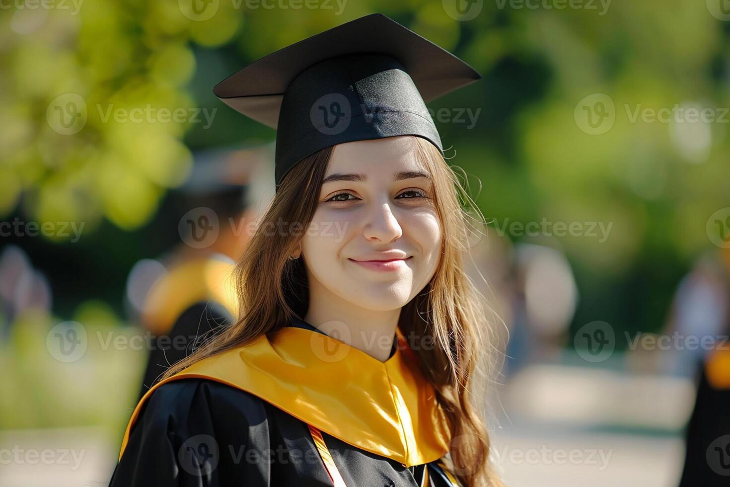 University Graduation Celebration Student Cheerful Girl Look Happy Celebrating Graduation photo