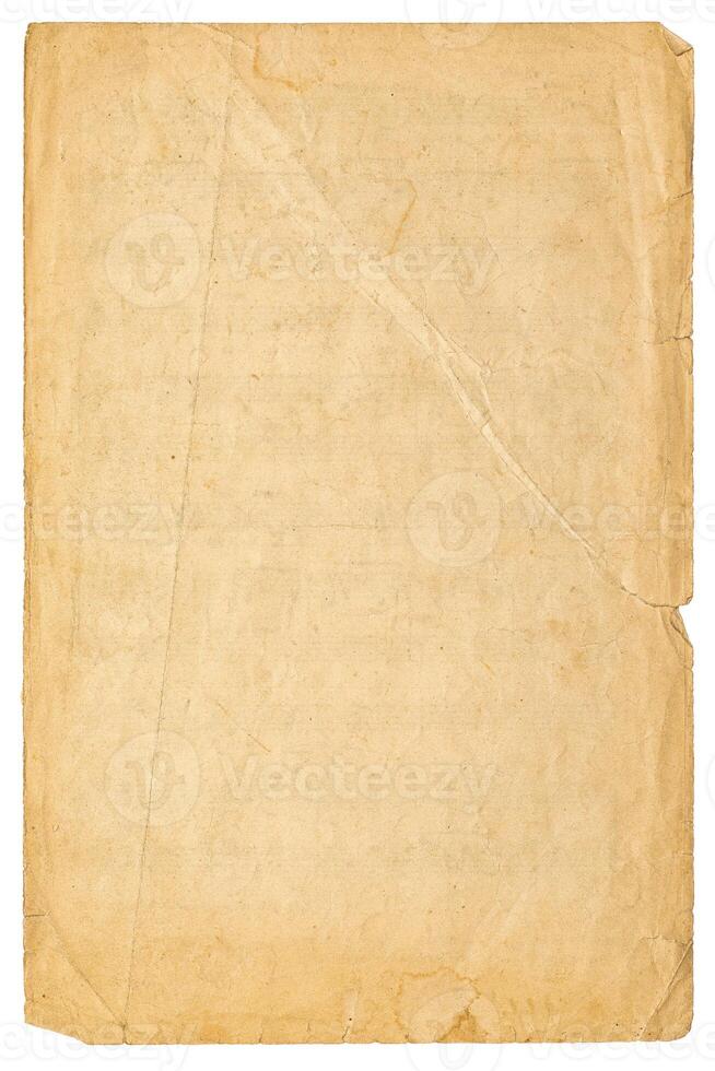 Craft paper background, ancient manuscript page texture isolated on white photo