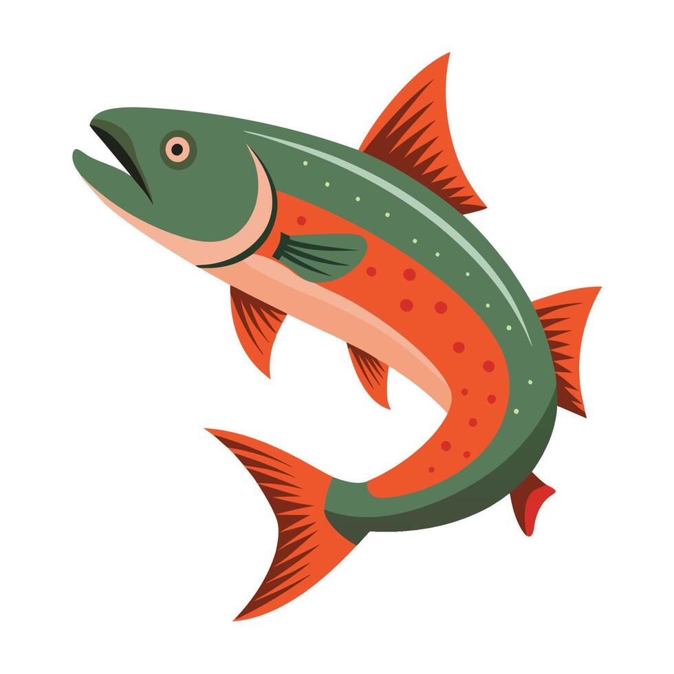 an illustration of a fish with red and green fins vector