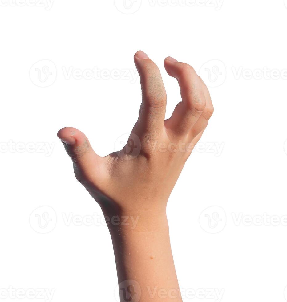 Grabbing, holding, catching and taking, kids gesture. Childs hand capturing, seizing something photo