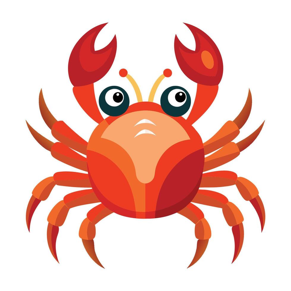 a cartoon crab with big eyes and big claws vector