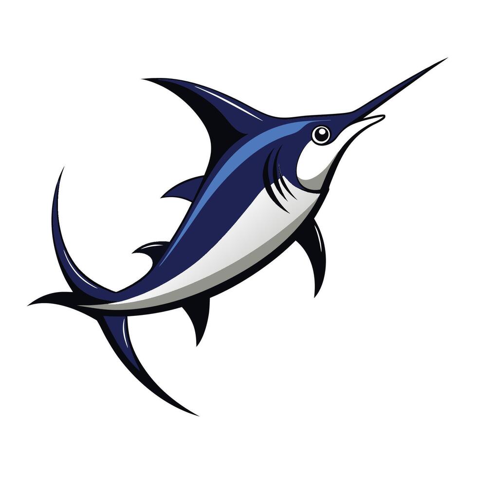 a blue marlin fish with a long tail vector