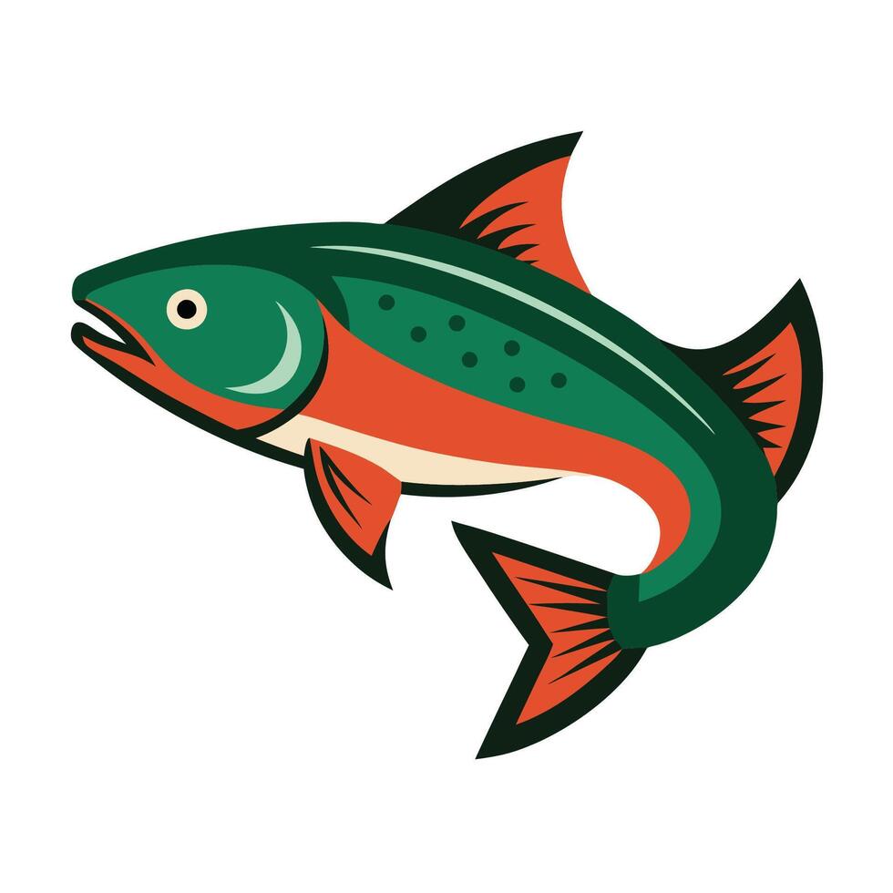 a fish with a red and green body and a green tail vector