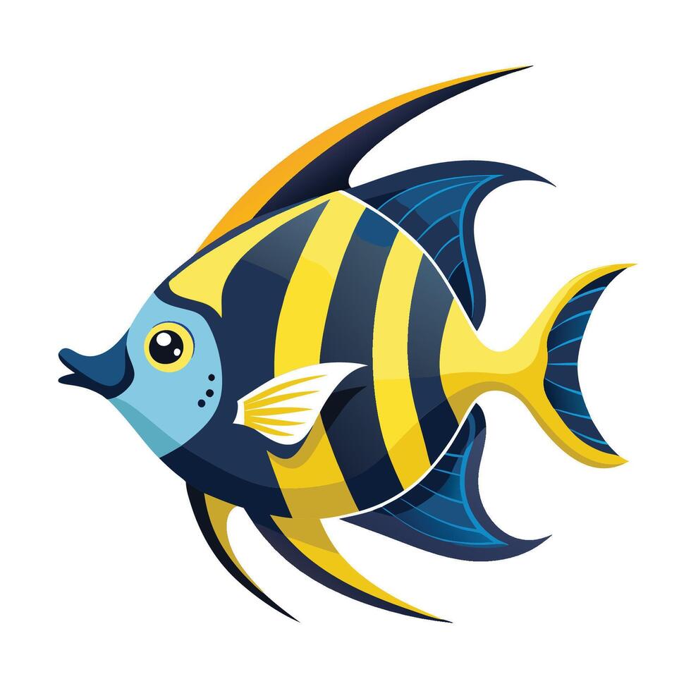 a cartoon fish with yellow and blue stripes vector