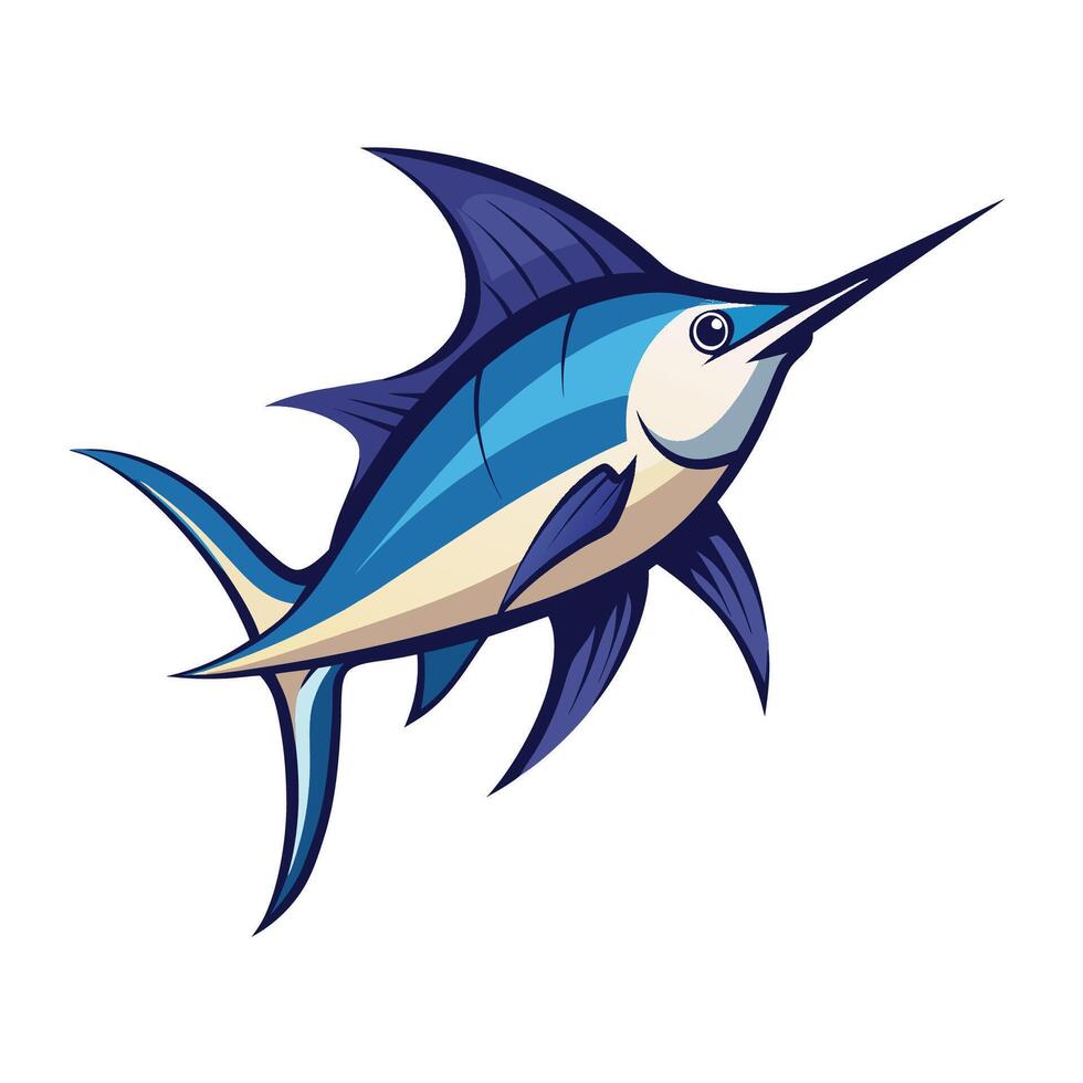a blue marlin fish with a long tail vector