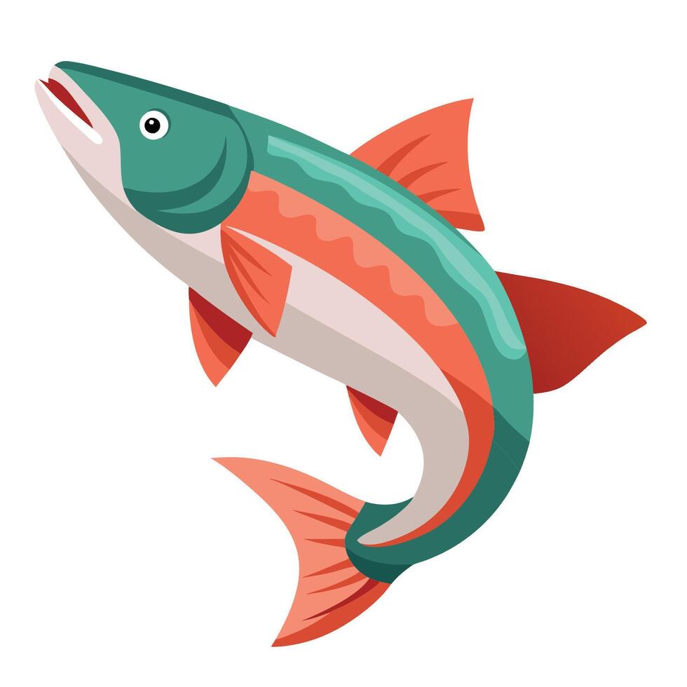 a fish with a red, green and orange body vector