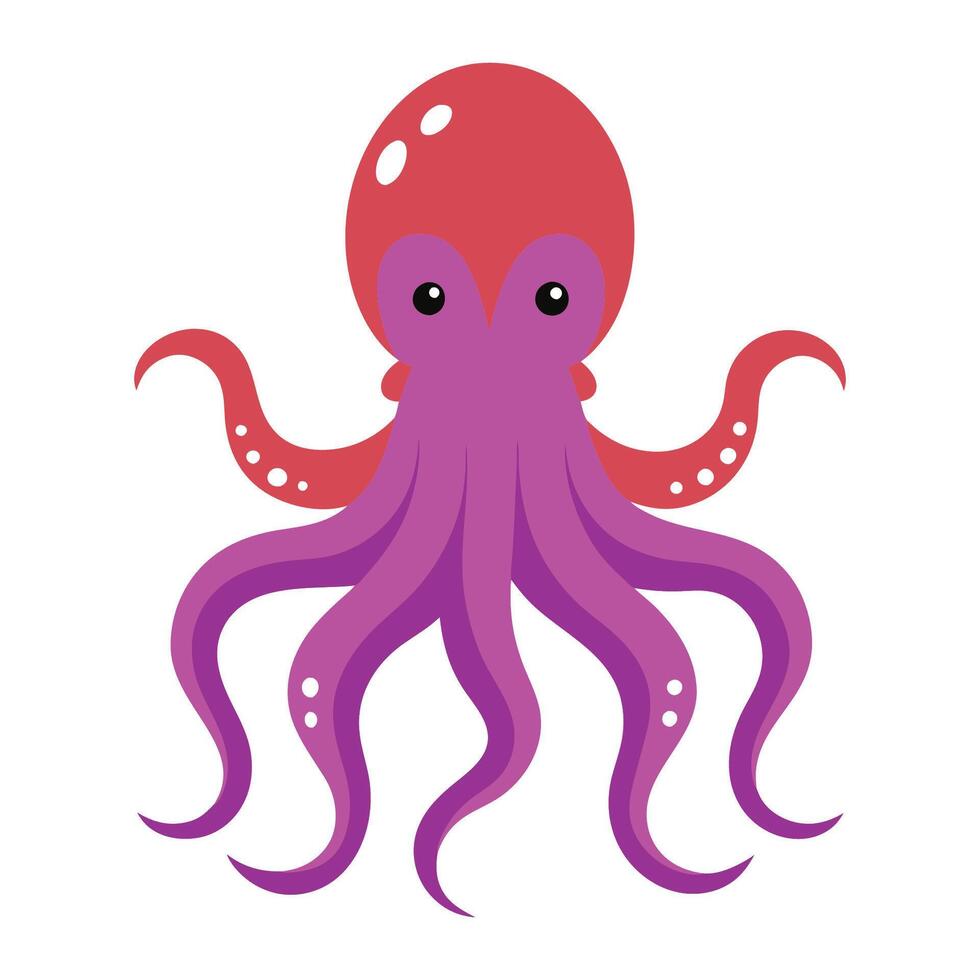 an octopus with purple tentacles on a white background vector