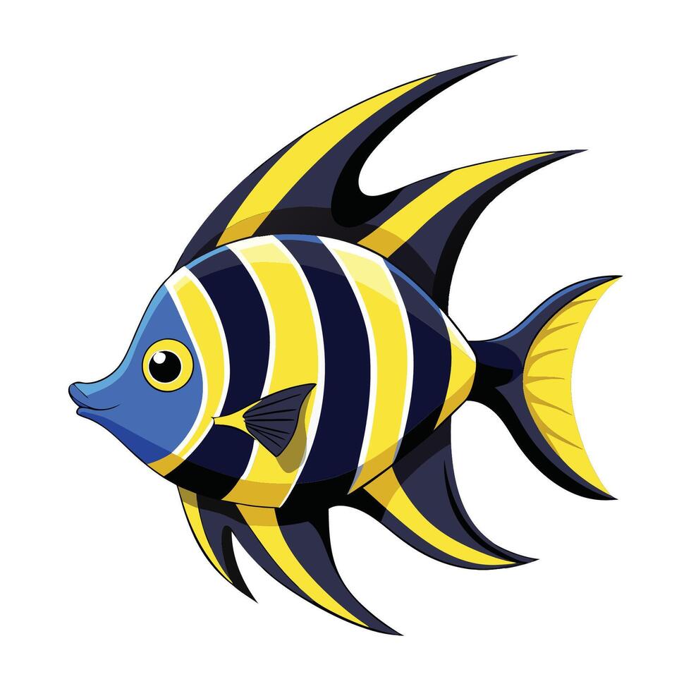 a cartoon fish with yellow and black stripes vector