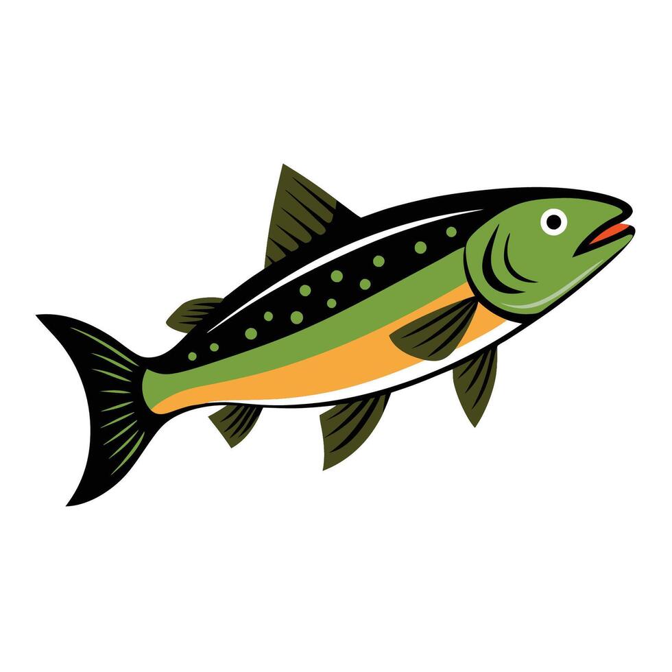 a fish with a green and orange body and black spots vector