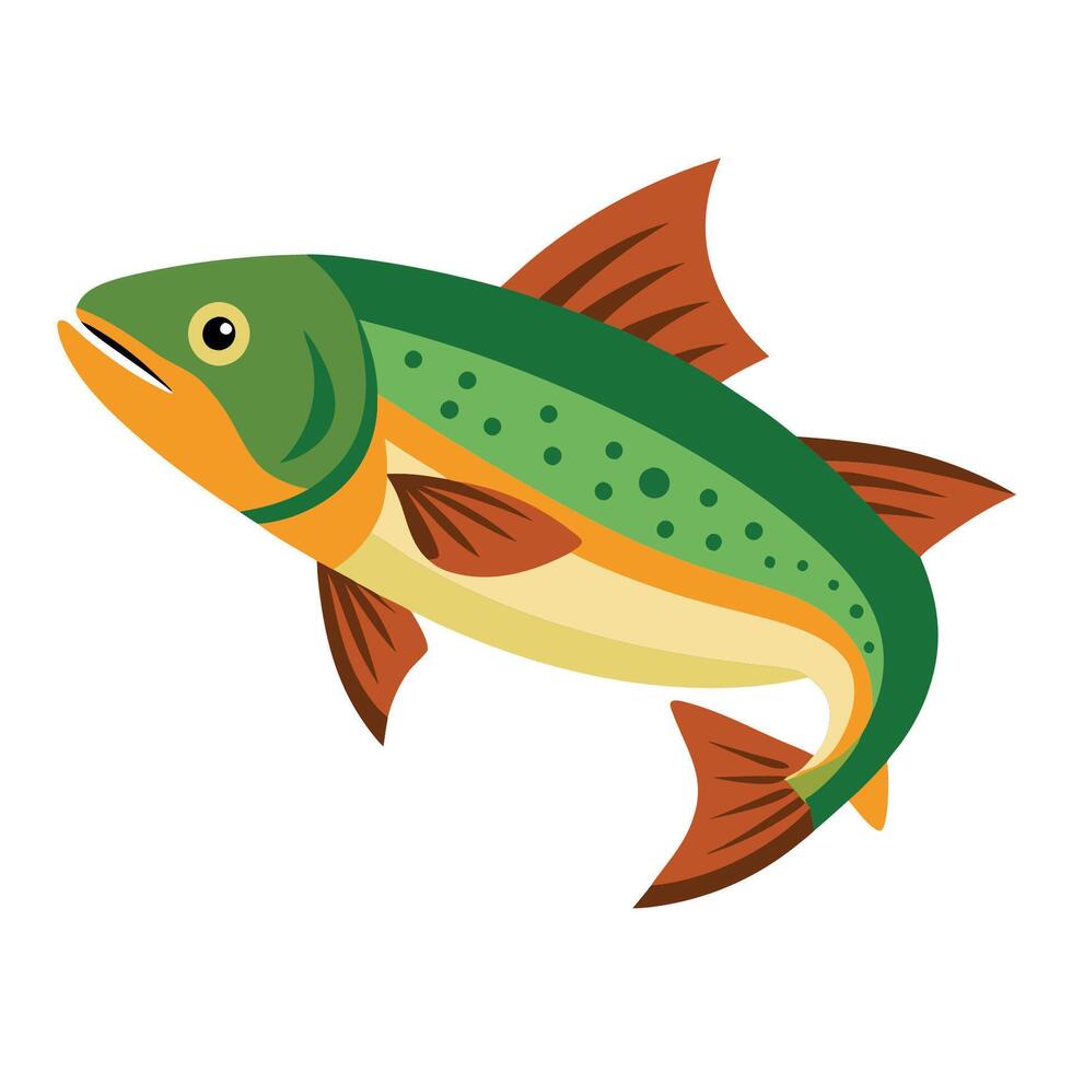 a fish with a green and orange body and a white head vector