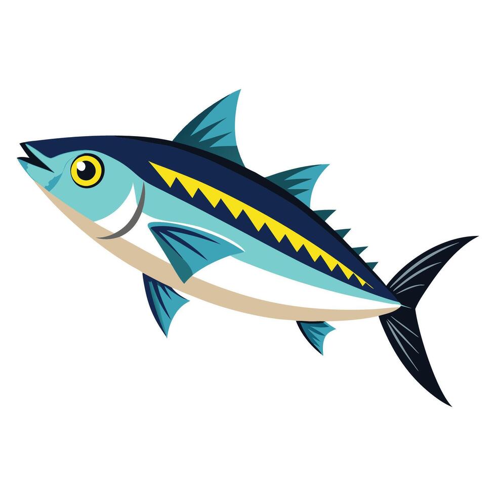 a blue and yellow tuna fish on a white background vector