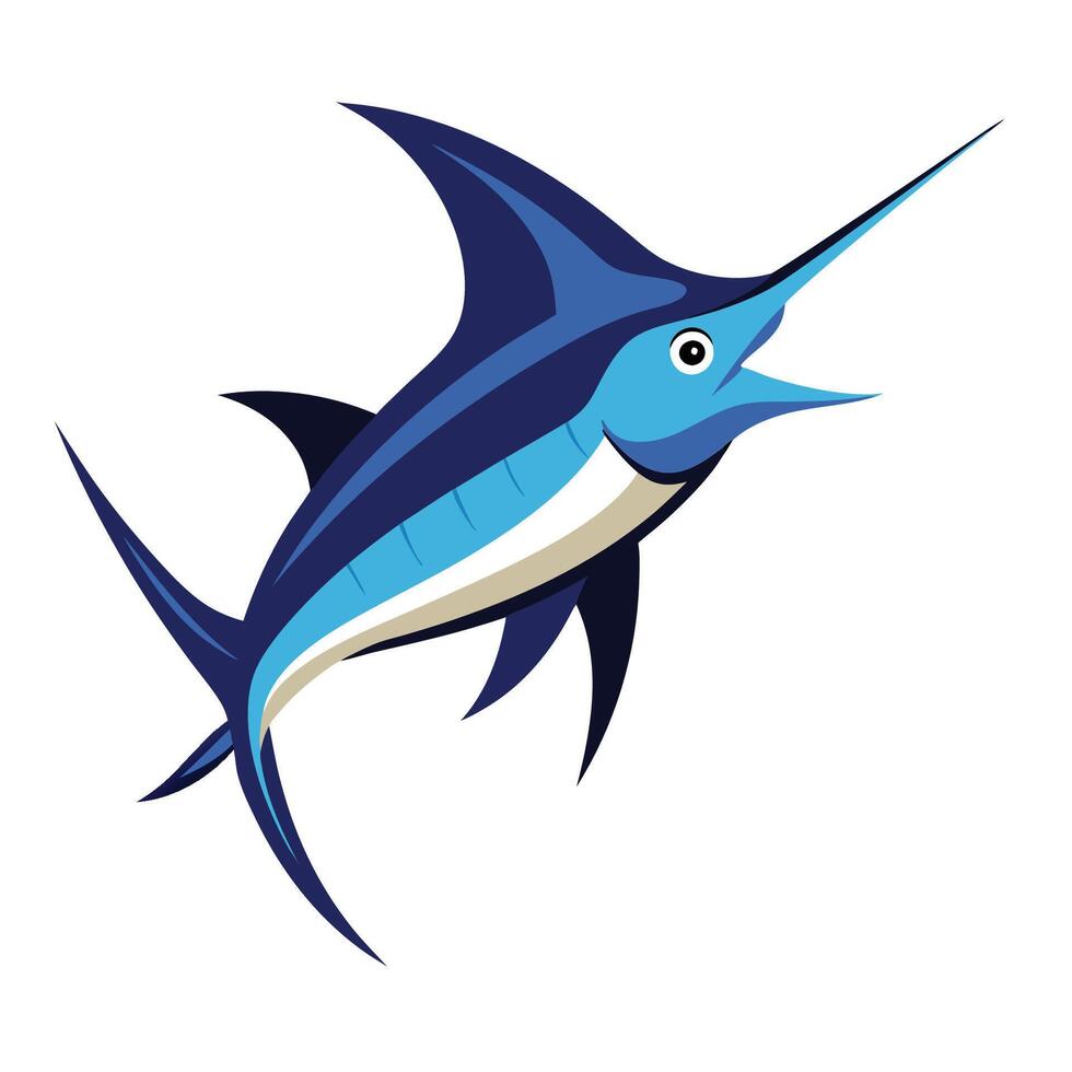 a blue marlin fish with a long tail vector