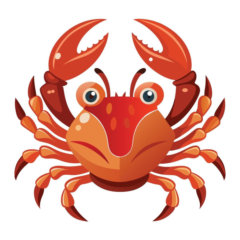 a cartoon crab with big eyes and big claws vector
