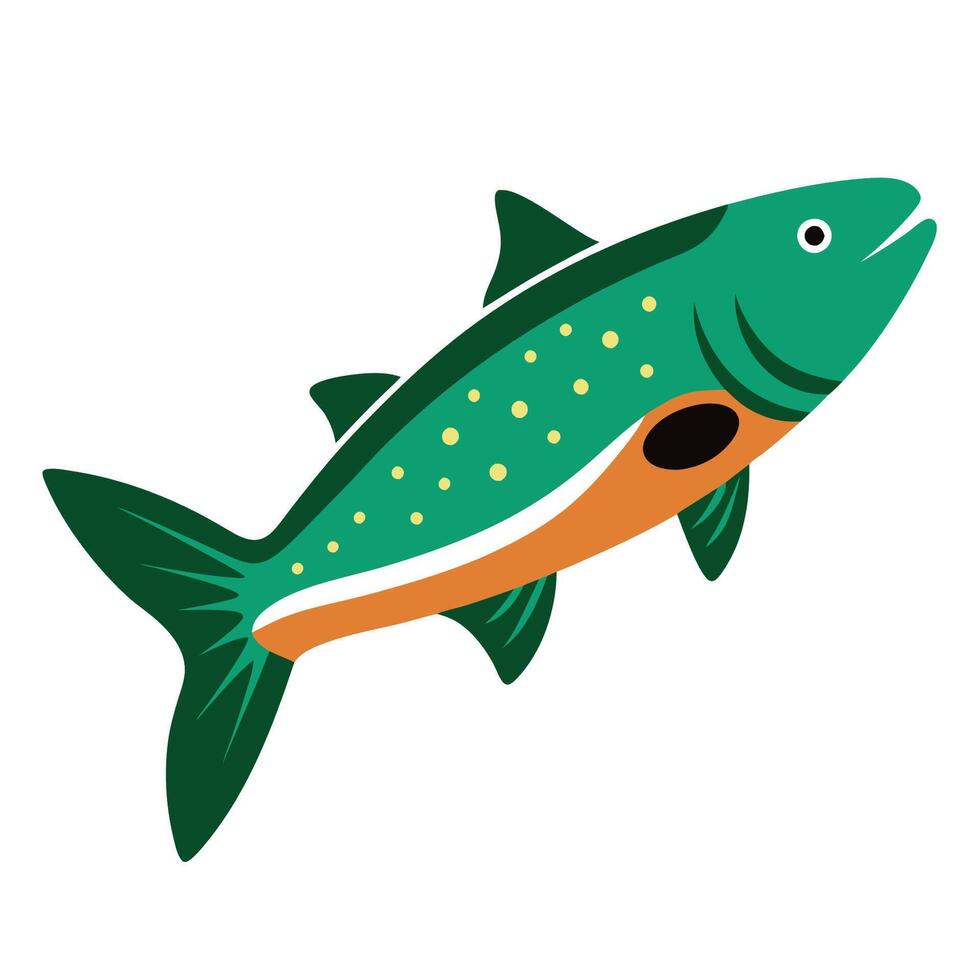 a fish with green and orange stripes on it vector