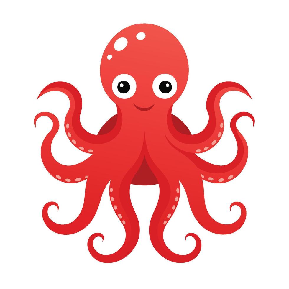 a cartoon octopus with big eyes and a big nose vector