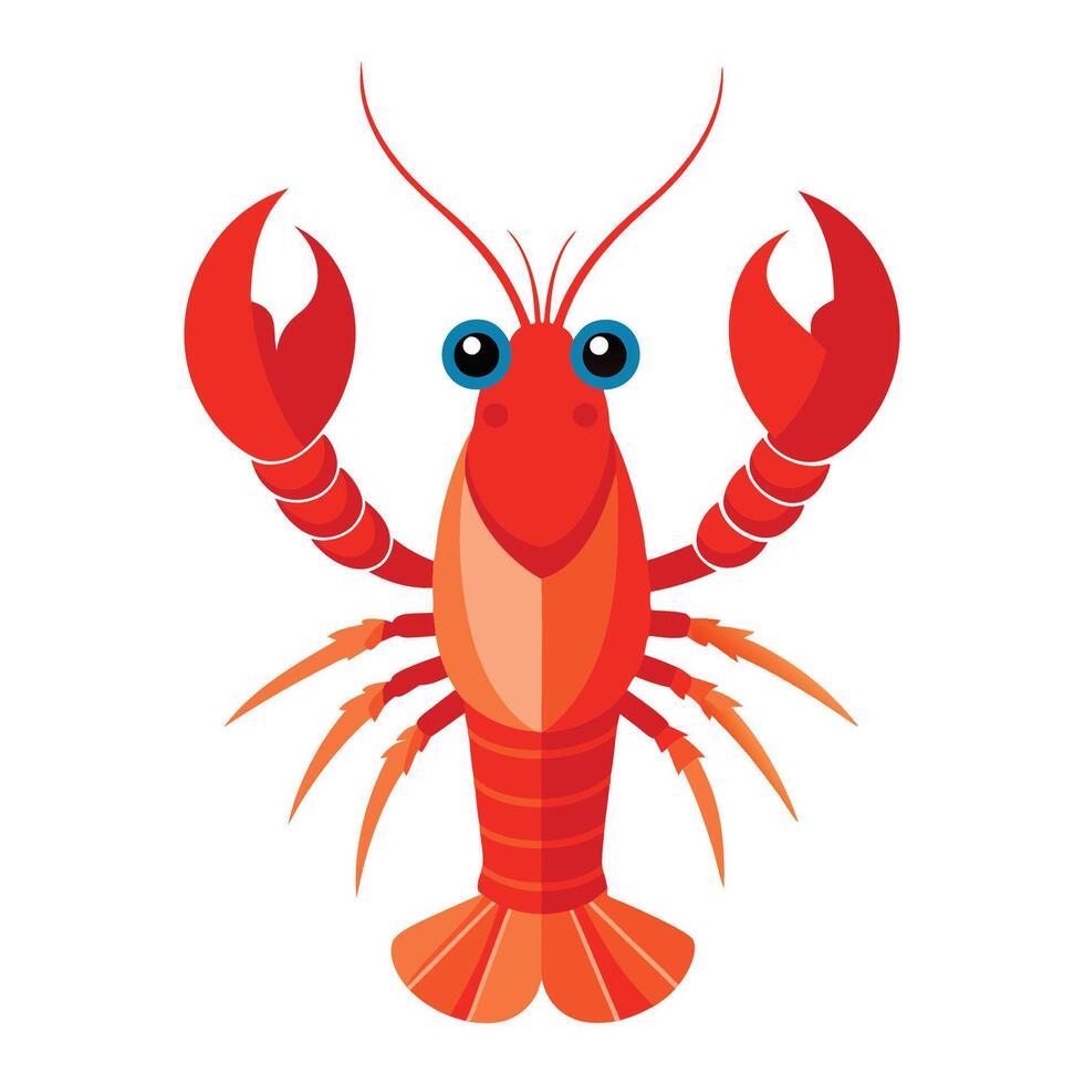a cartoon lobster with blue eyes on a white background vector