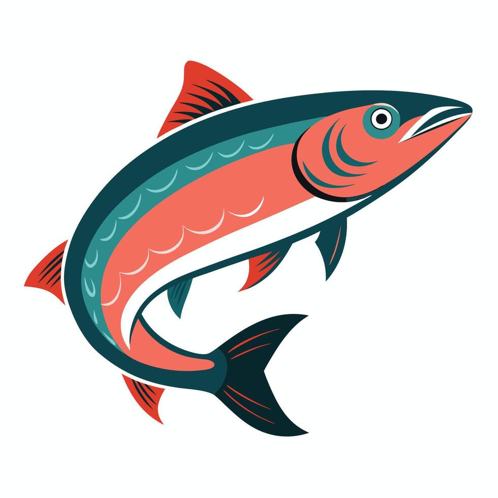 a fish with a red and blue tail on a white background vector