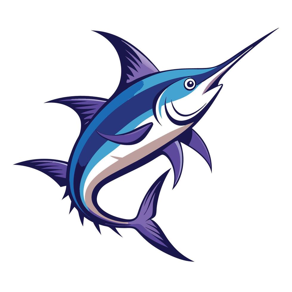blue marlin fish jumping on white background vector