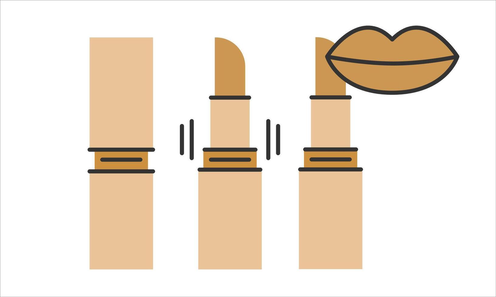 Lipstick line art icon set.Closed, Opened Lipstick Package and with mouth.Lips makeup and cosmetology icon.Editable illustration eps10. vector