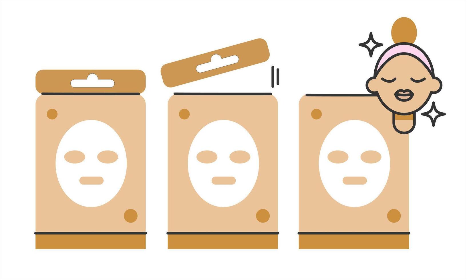 Face mask sheet, skin care icon, beauty skin, happy woman's face linear sign.Skin Care Routine, Hygiene and Moisturizing Concept.Editable illustration eps10 vector