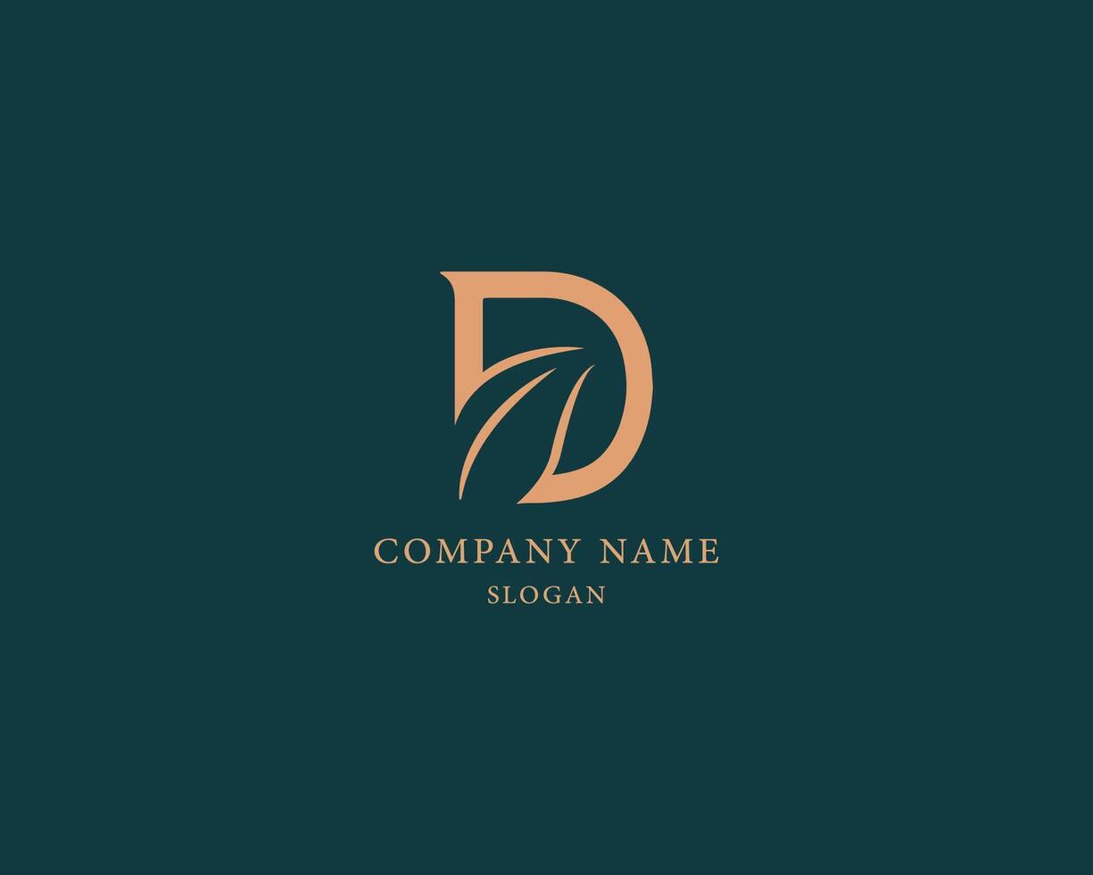 Initial letter d with leaf logo design vector