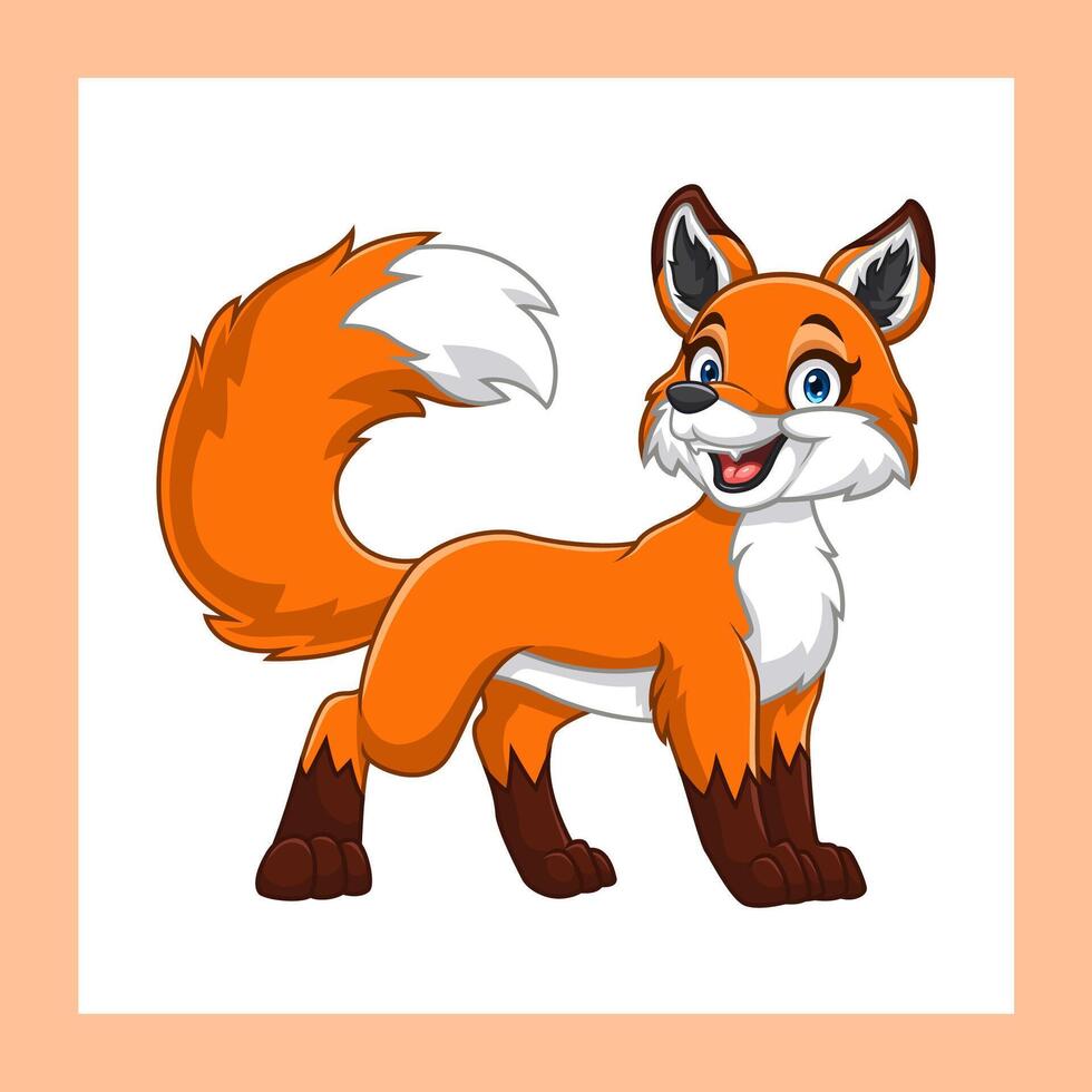 cute cartoon fox playing with his tail vector