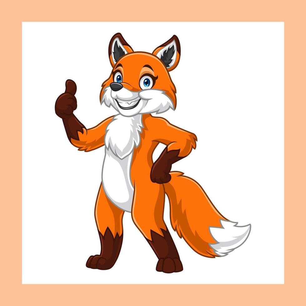 Cartoon funny fox giving thumb up isolated on white background vector