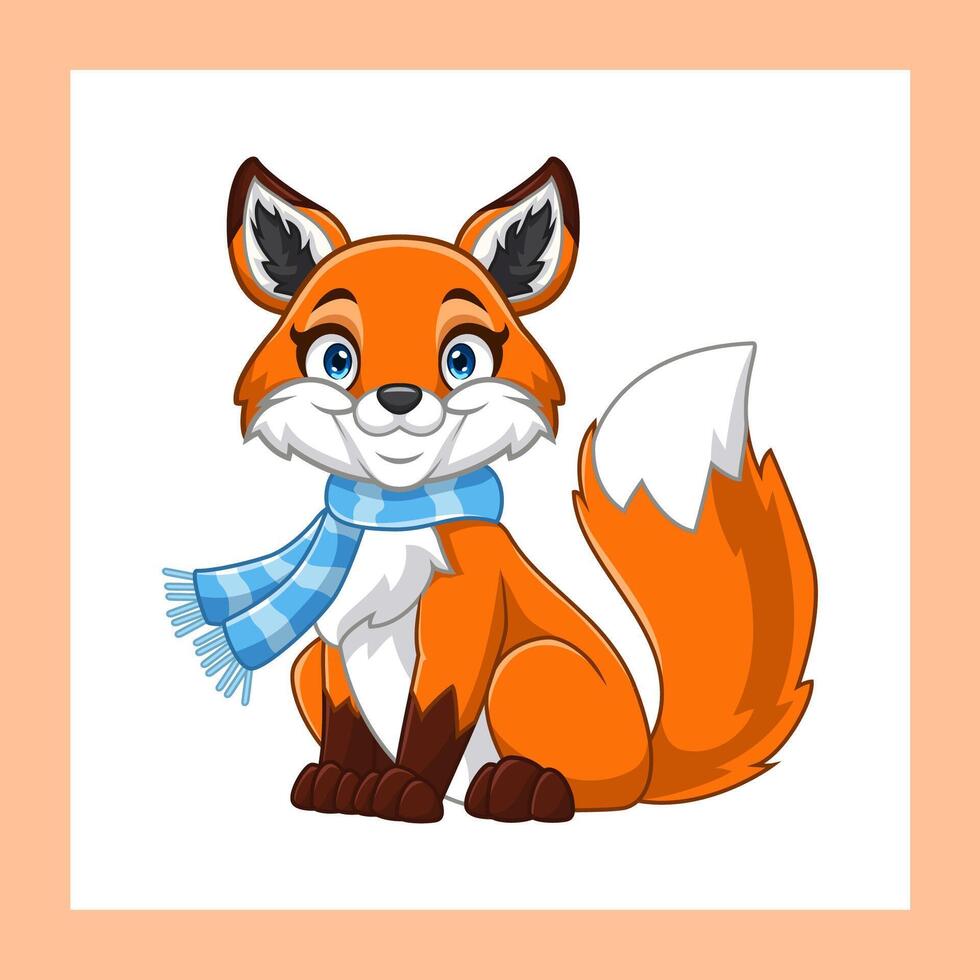 Cartoon fox in warm clothes vector
