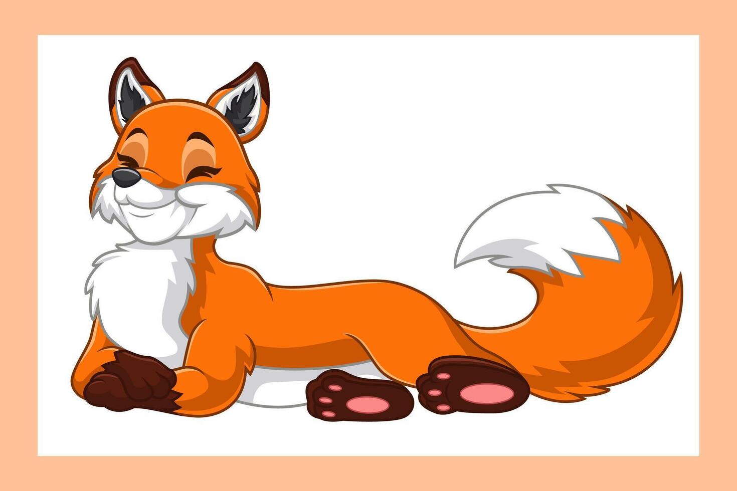 cute fox cartoon lying down relaxing vector