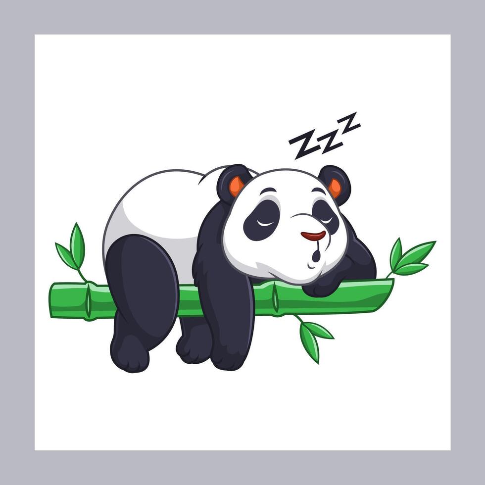 Cartoon cute Panda Sleeping on Bamboo Tree vector