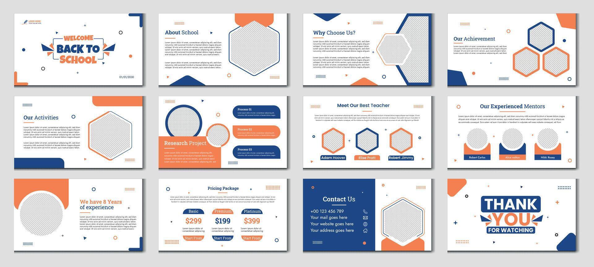 Education PowerPoint presentation slides template design. Use for modern keynote presentation background, brochure design, website slider, landing page, annual report, vector