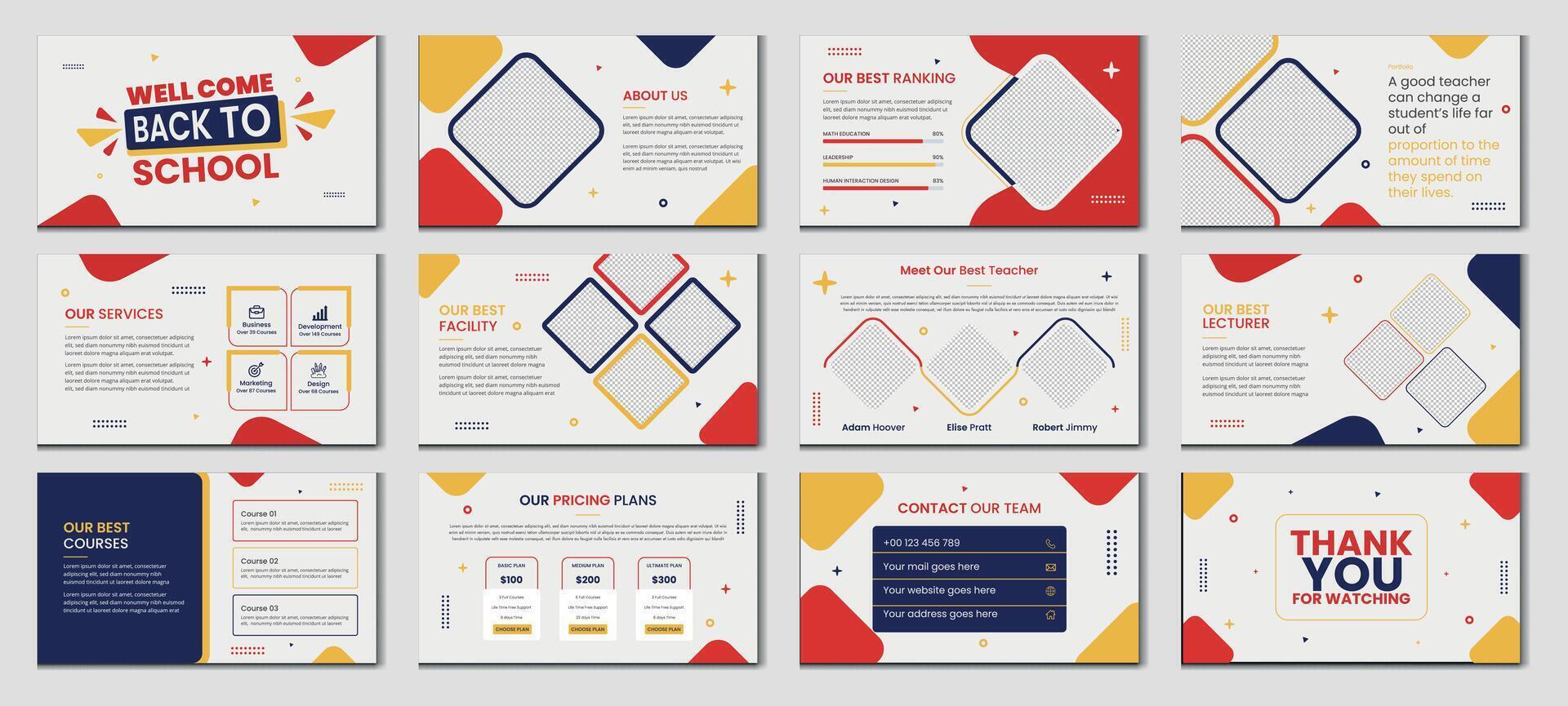 Education PowerPoint presentation slides template design. Use for modern keynote presentation background, brochure design, website slider, landing page, annual report, vector