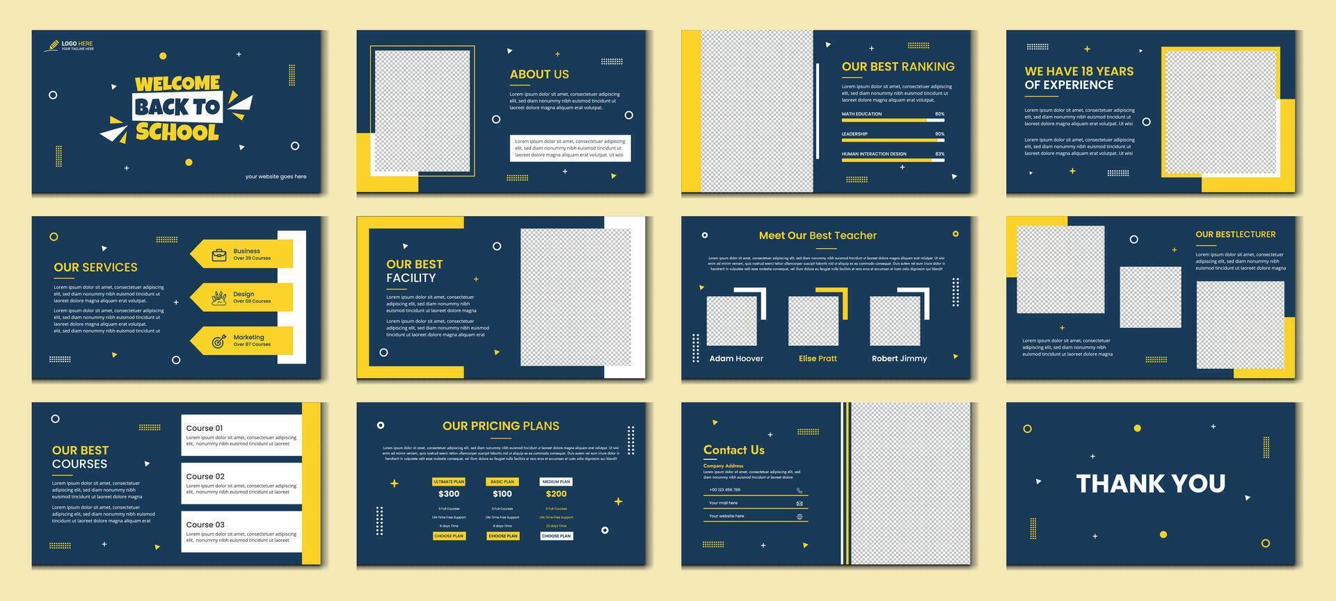 Education PowerPoint presentation slides template design. Use for modern keynote presentation background, brochure design, website slider, landing page, annual report, vector