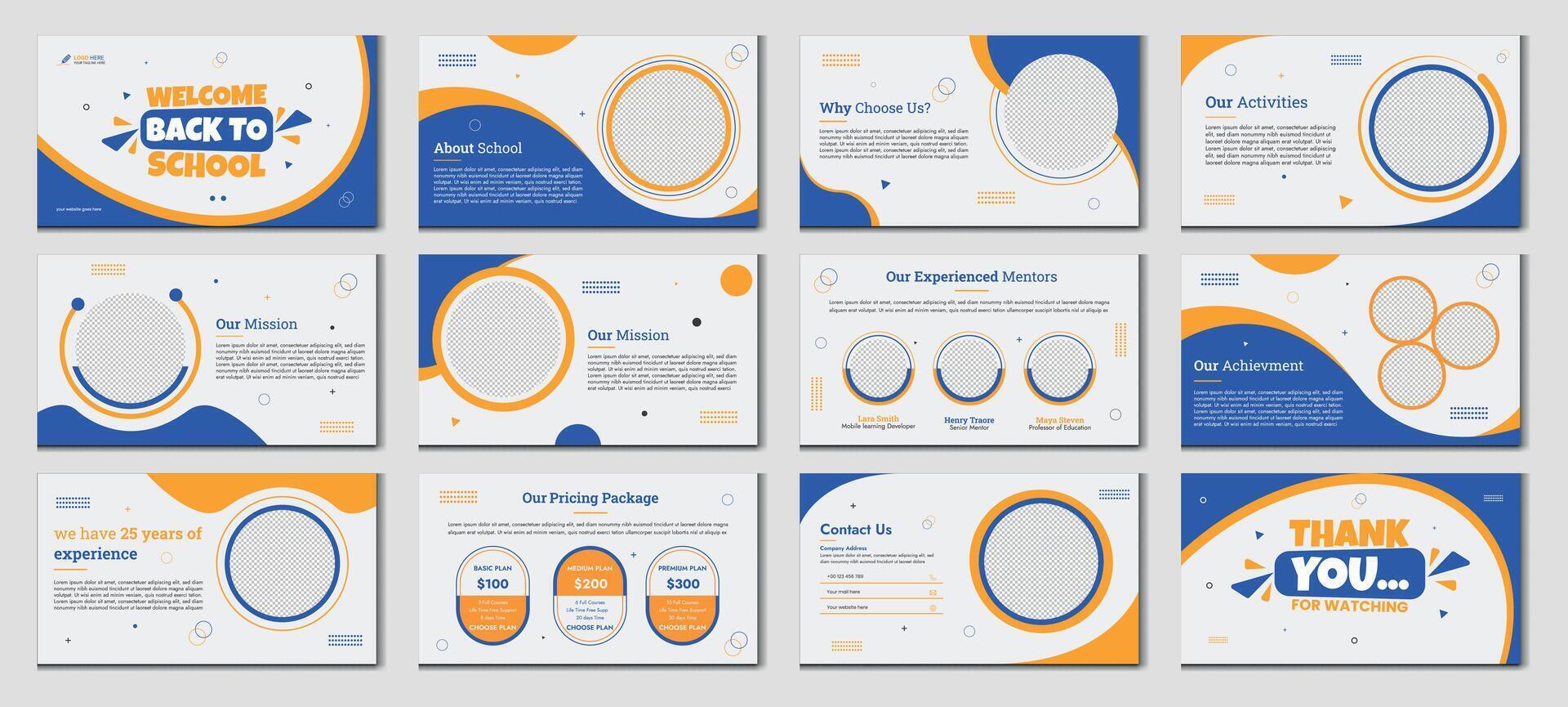 Education PowerPoint presentation slides template design. Use for modern keynote presentation background, brochure design, website slider, landing page, annual report, vector