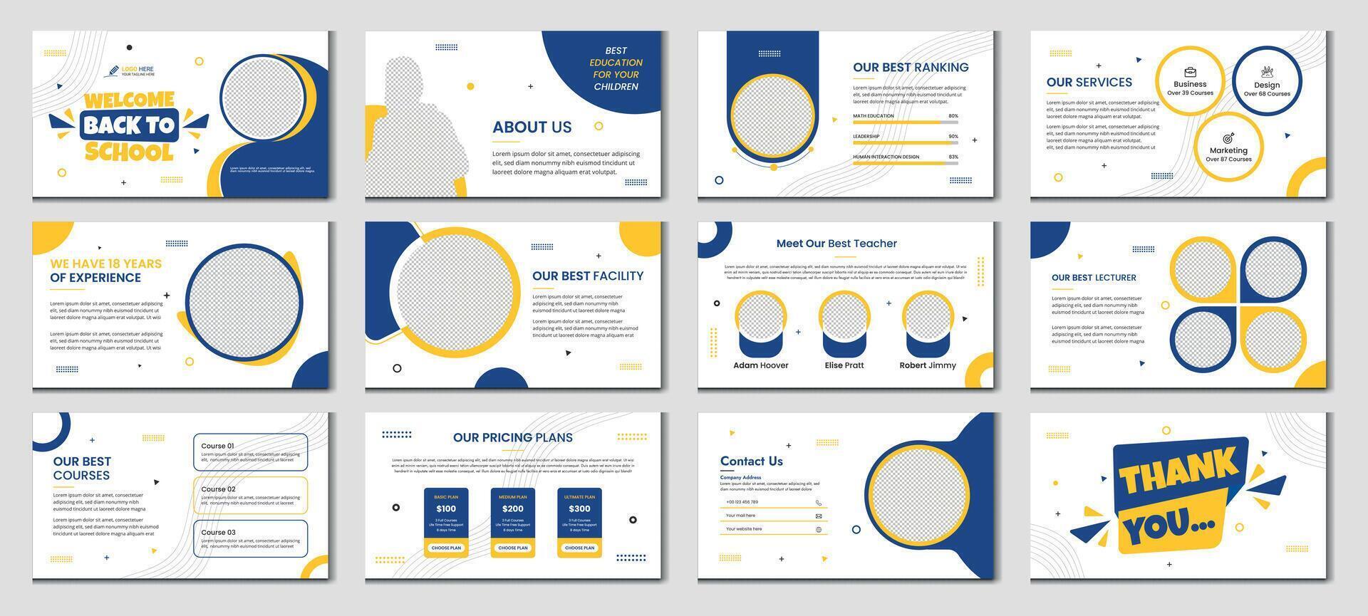 Education PowerPoint presentation slides template design. Use for modern keynote presentation background, brochure design, website slider, landing page, annual report, vector