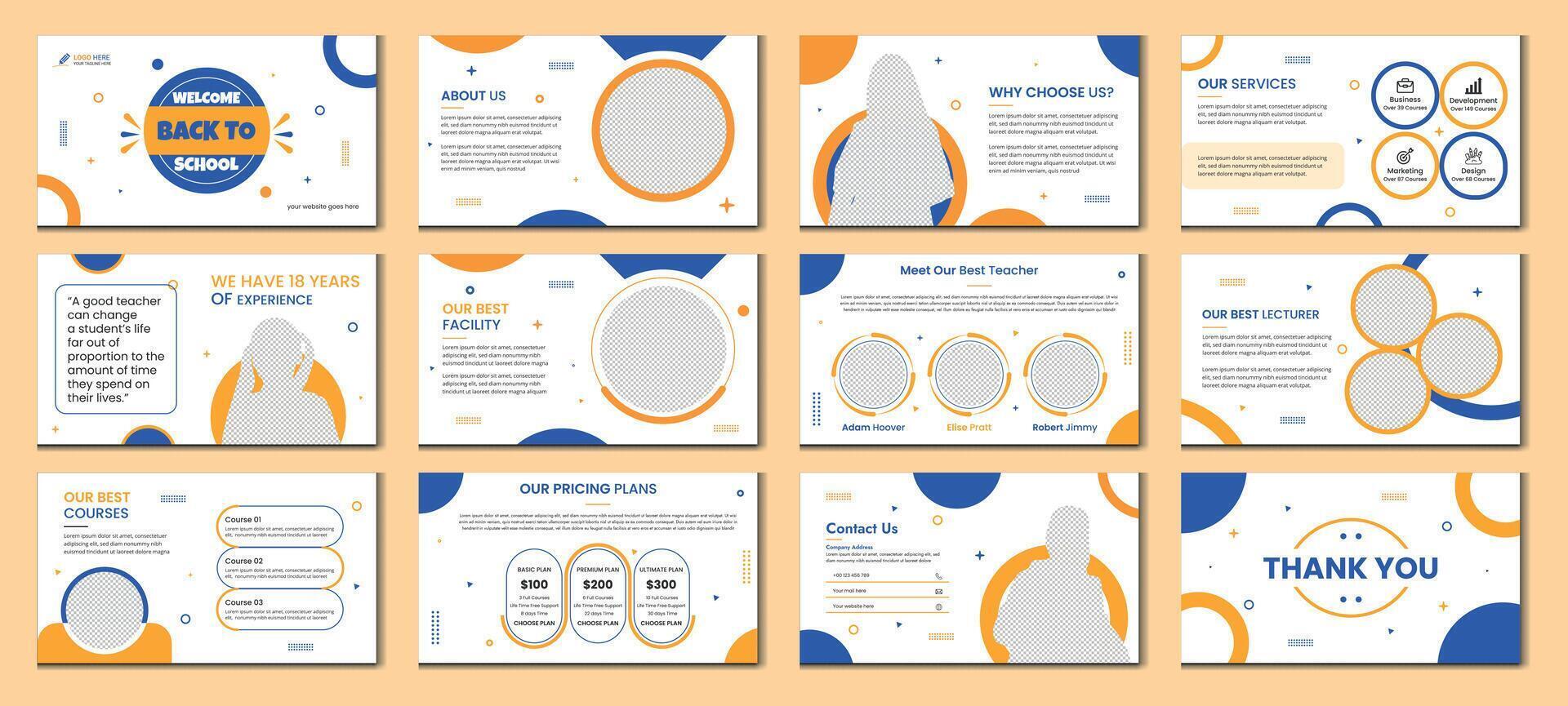 Education PowerPoint presentation slides template design. Use for modern keynote presentation background, brochure design, website slider, landing page, annual report, vector