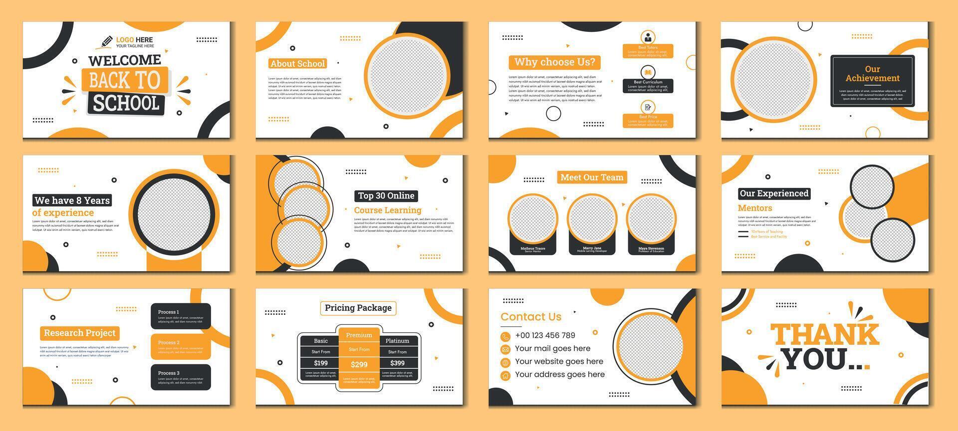 Education PowerPoint presentation slides template design. Use for modern keynote presentation background, brochure design, website slider, landing page, annual report, vector