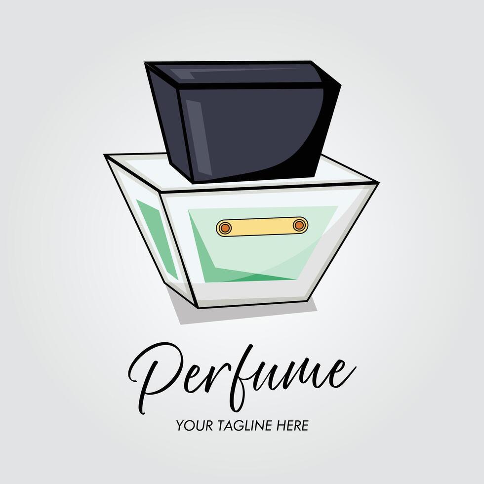 Cartoon of perfume bottles, and perfumes retro packaging. Fashion vintage bottle, decorative girly cosmetics flat decent set and perfume logo and perfume illustration vector